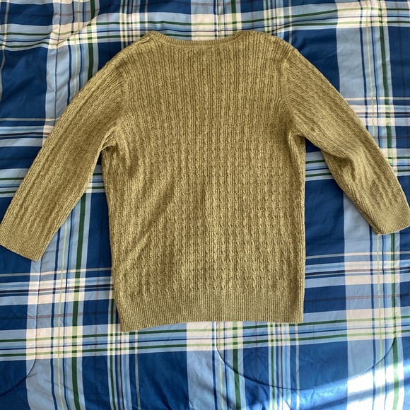 Karen Scott petite warm olive knit v-neck sweater - Picture 10 of 17